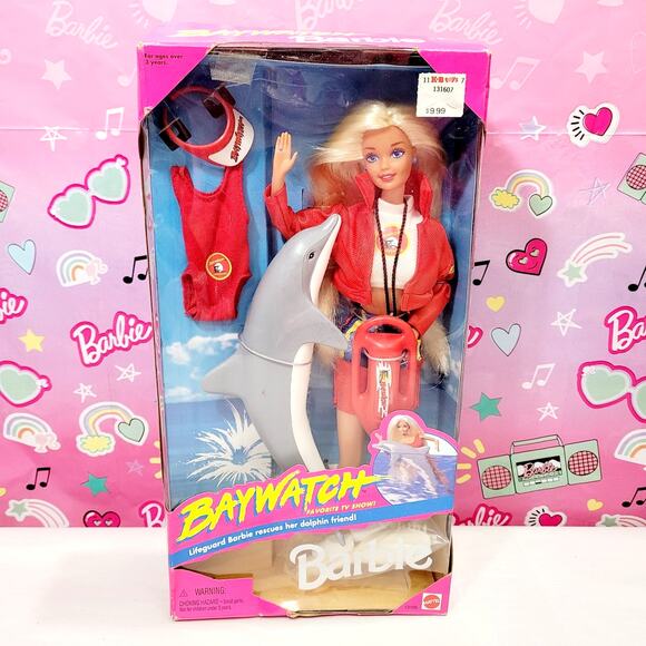 Baywatch Barbie 1994 Lifeguard With Dolphin & Accessories Mattel 13199 NRFB - Picture 1 of 11